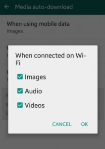 змінити налаштування медіа WhatsApp при підключенні Wi-Fi