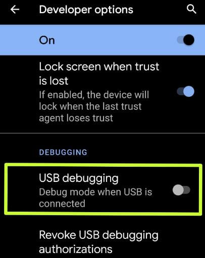 Використовуйте налагодження USB на Android 10