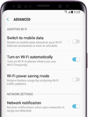 Як автоматично ввімкнути wifi Galaxy S9 та Galaxy S9 plus